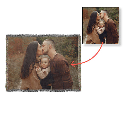 Custom Photo Woven Blanket - Personalized Faith & Family Heirloom, Forever Memories Keepsake