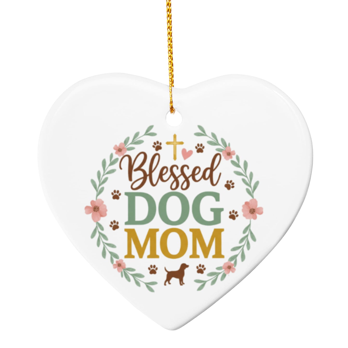 Blessed Dog Mom Ceramic Christmas Ornament | Faith-Inspired Pet Lover Gift | Holiday Decor