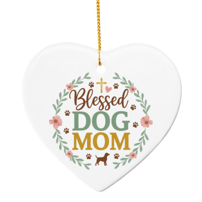 Blessed Dog Mom Ceramic Christmas Ornament | Faith-Inspired Pet Lover Gift | Holiday Decor