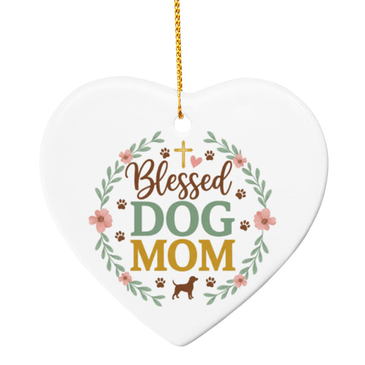 Blessed Dog Mom Ceramic Christmas Ornament | Faith-Inspired Pet Lover Gift | Holiday Decor