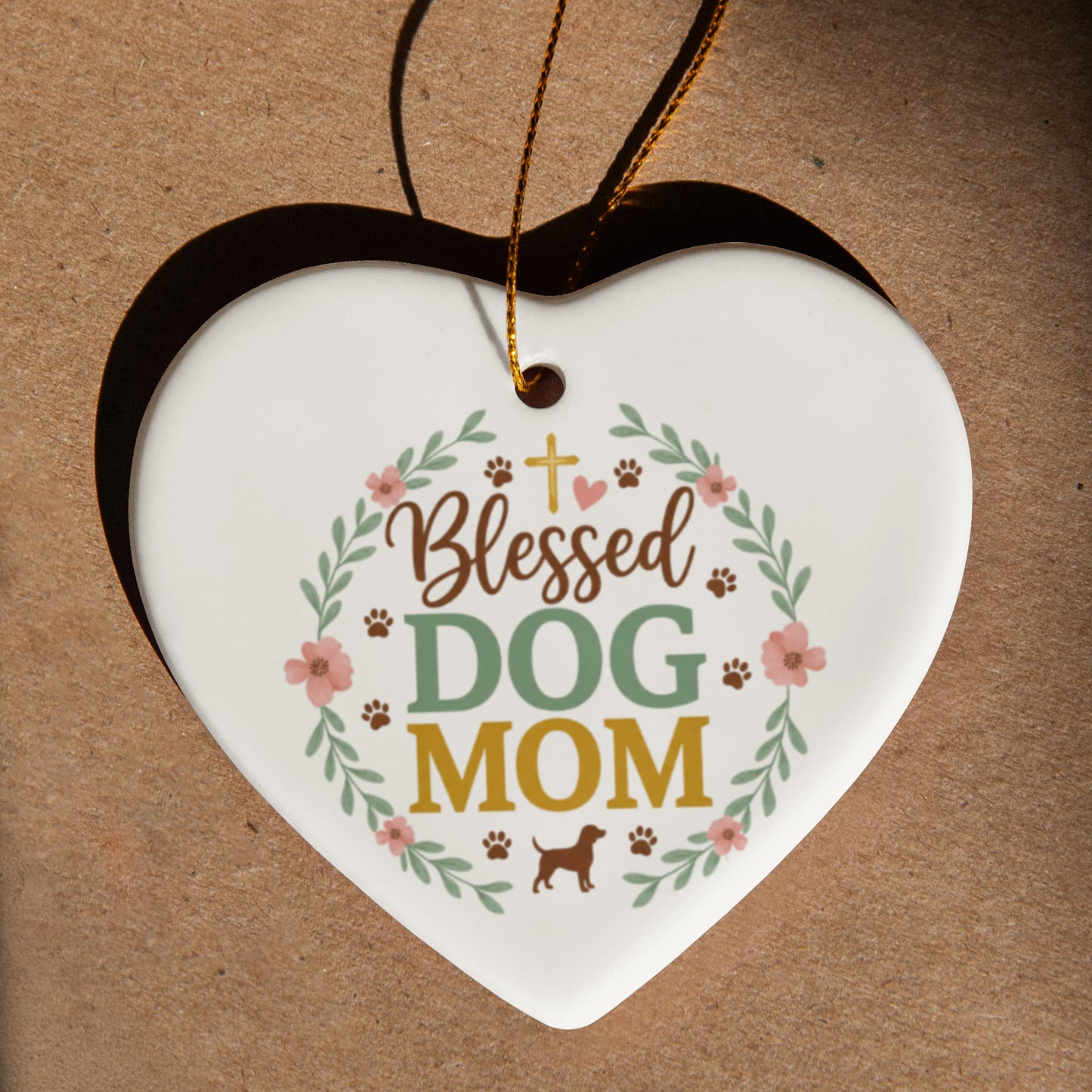 Blessed Dog Mom Ceramic Christmas Ornament | Faith-Inspired Pet Lover Gift | Holiday Decor
