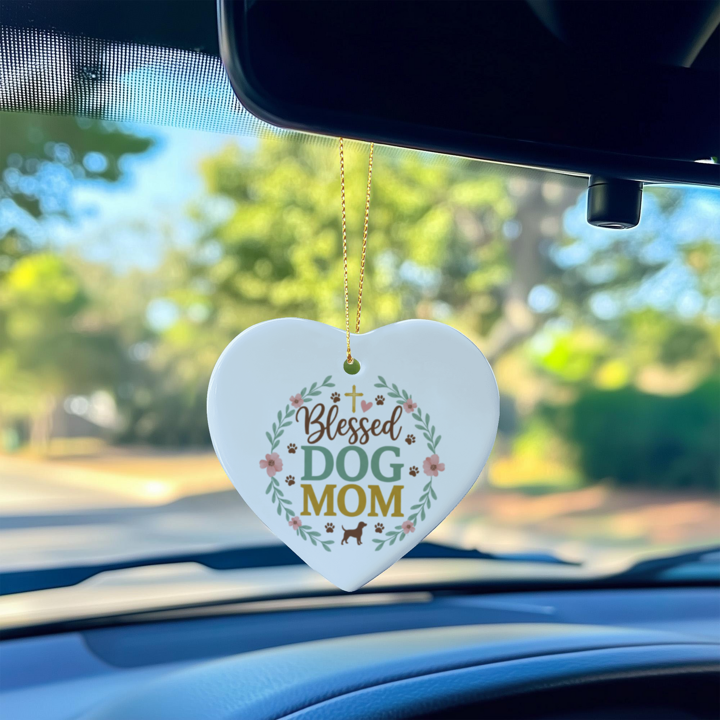 Blessed Dog Mom Ceramic Christmas Ornament | Faith-Inspired Pet Lover Gift | Holiday Decor