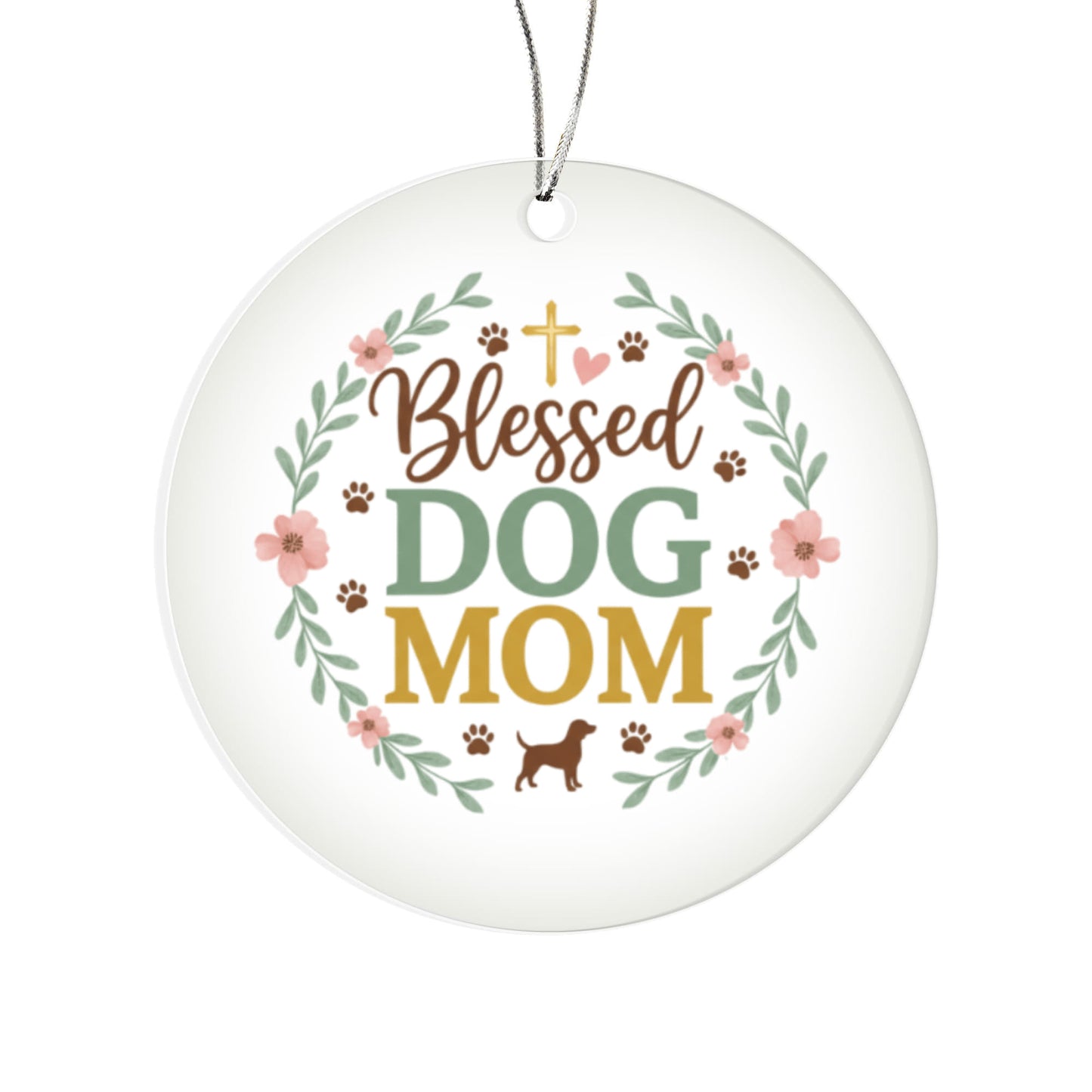 Blessed Dog Mom Christmas Ornament | Faith-Inspired Pet Lover Gift | Acrylic Circle Ornament