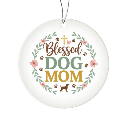 Blessed Dog Mom Christmas Ornament | Faith-Inspired Pet Lover Gift | Acrylic Circle Ornament