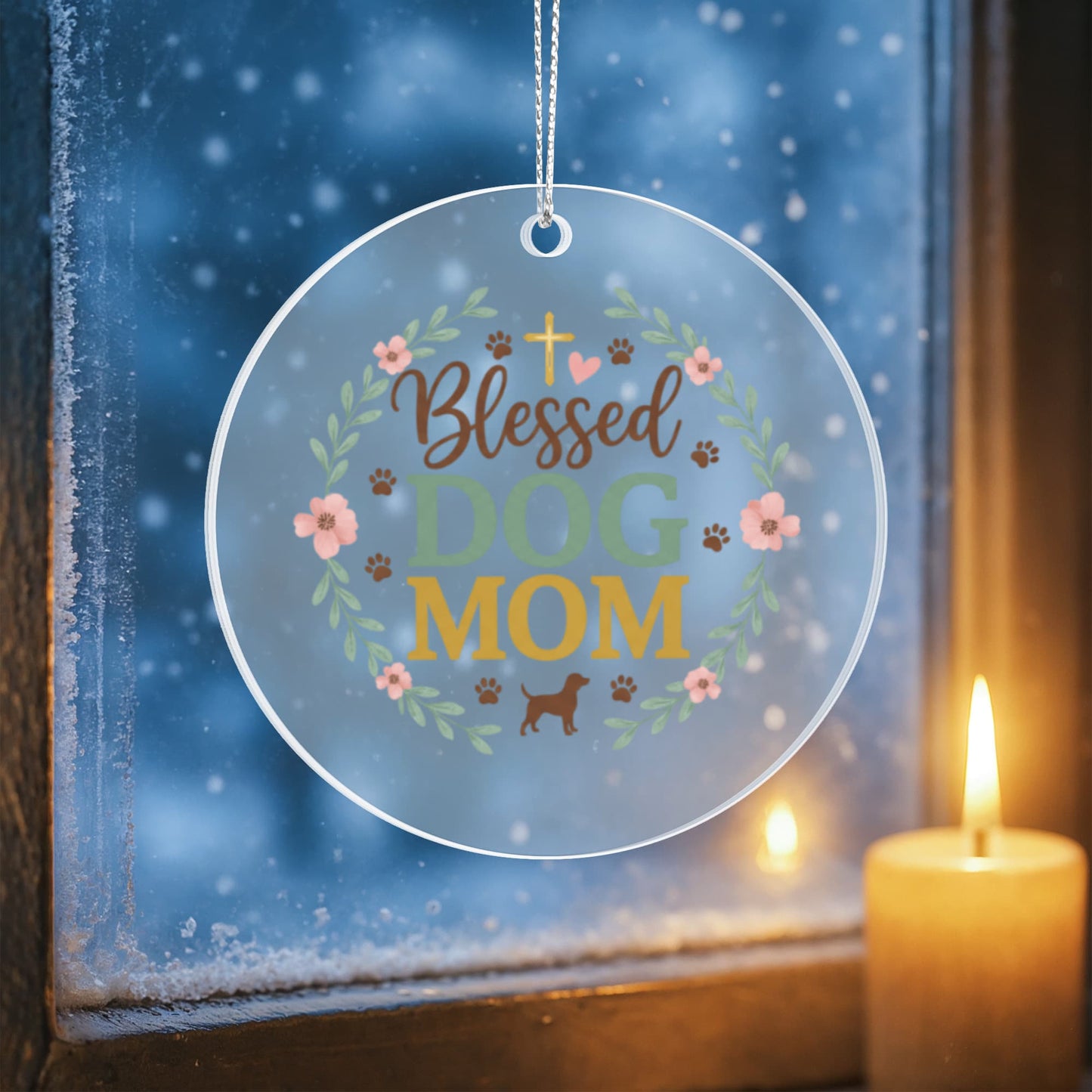 Blessed Dog Mom Christmas Ornament | Faith-Inspired Pet Lover Gift | Acrylic Circle Ornament