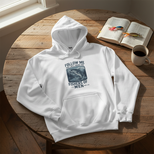 Fishers of Men hoodie with Bible and coffee